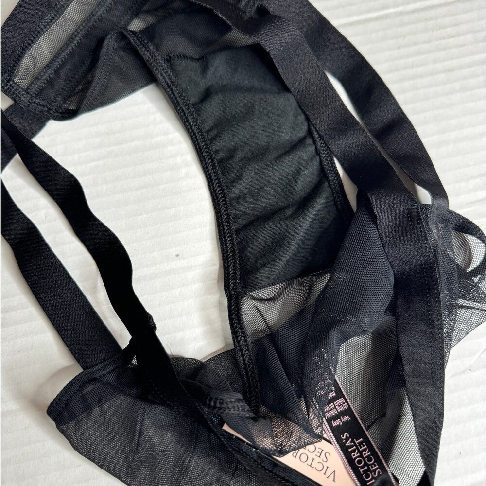 NWT Victoria's Secret Very Sexy Large String Bikini in Black Mesh Sheer NEW - Picture 7 of 7